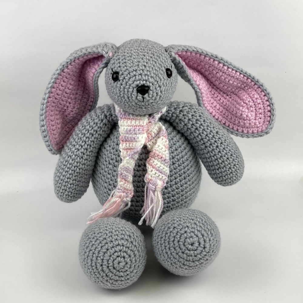 Hand Crafted Crochet Bunnykins Huggy Bunny Plush Stuffed Animal Toy 17” new